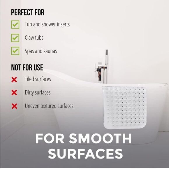 Ultra Strong Grip Long Bath Tub Floor Mats with Suction Cup Grips and Dr… - Picture 5 of 9